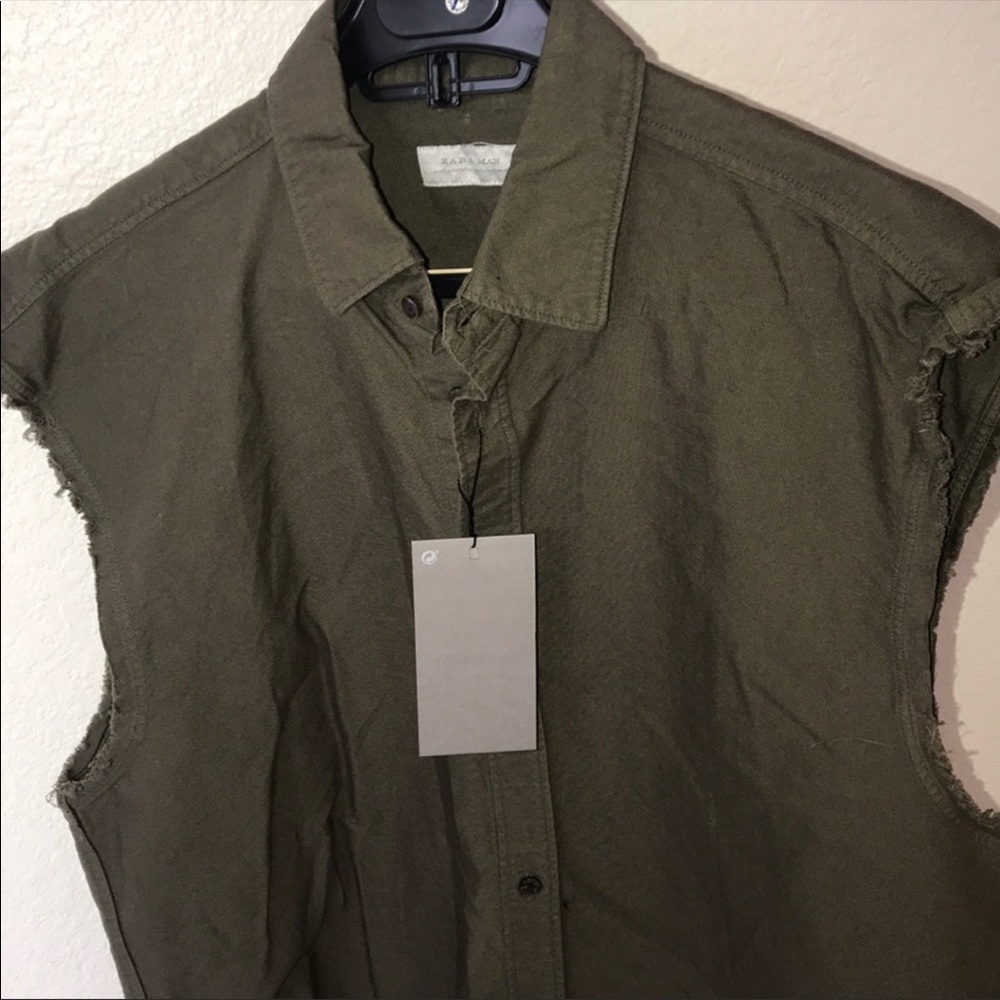 Zara Button Down Cut-Off Sleeveless shirt
